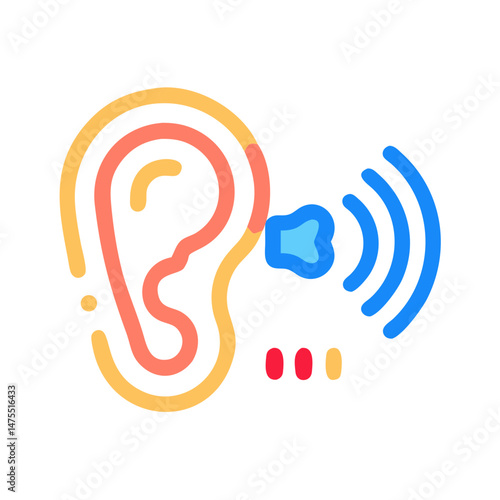 Hearing Aid Icon Illustrating Sound Waves into Ear