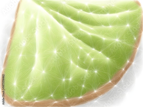 Abstract Leaf Illustration: An artistic illustration of a single, luminous leaf, showcasing intricate textures and patterns with a mesmerizing interplay of light and shadow. 