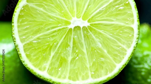 Close-up of a Lime Cross Section and Whole Limes