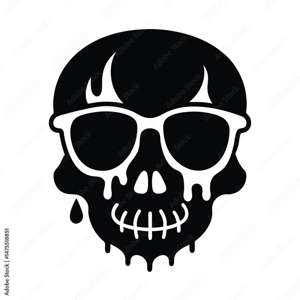 skull with sunglasses vector silhouette skull with sunglasses vector silhouette