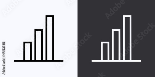 Bar Chart Icon – Vector Outline – Black and White Preview