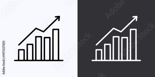 Bar Chart Icon – Vector Outline – Black and White Preview