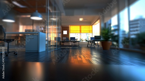 Wallpaper Mural Modern Office Interior Design: Evening Ambiance Torontodigital.ca