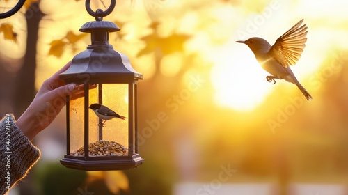 Conservationist Places Bird Feeder to Support Migratory Species