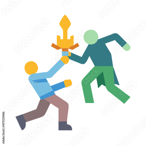 Stylized Duel: Two Figures Fighting with Sword