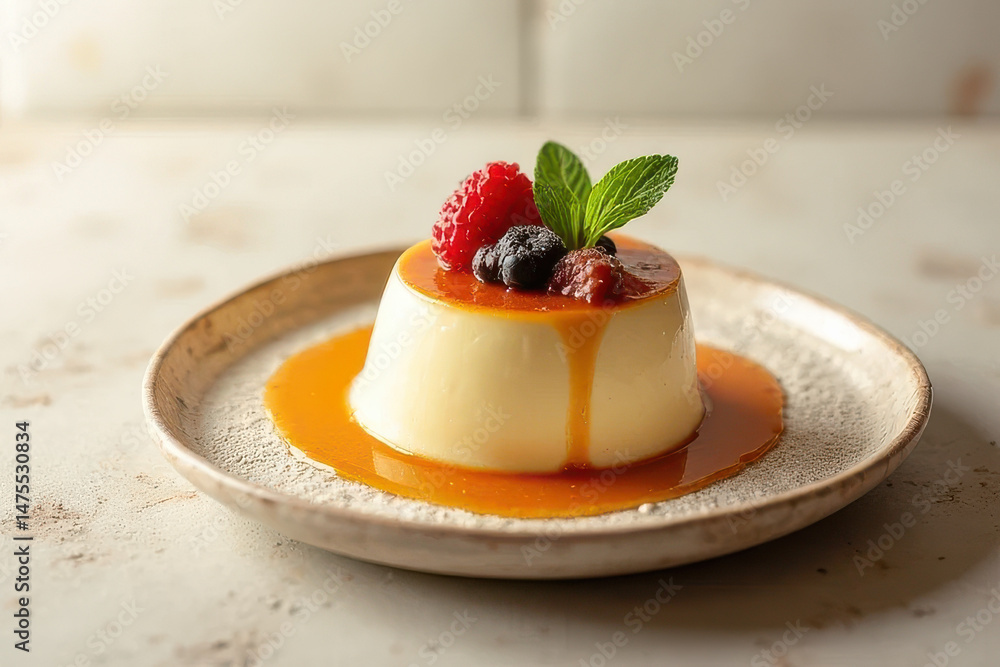 Tempting Panna Cotta: Rustic Corner Food Photography with Golden Hour Radiance Tempting Panna Cotta: Rustic Corner Food Photography with Golden Hour Radiance