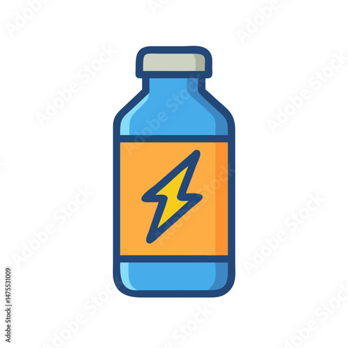 Blue energy drink bottle vector illustration on black background