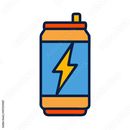 Colorful energy drink can with lightning bolt icon