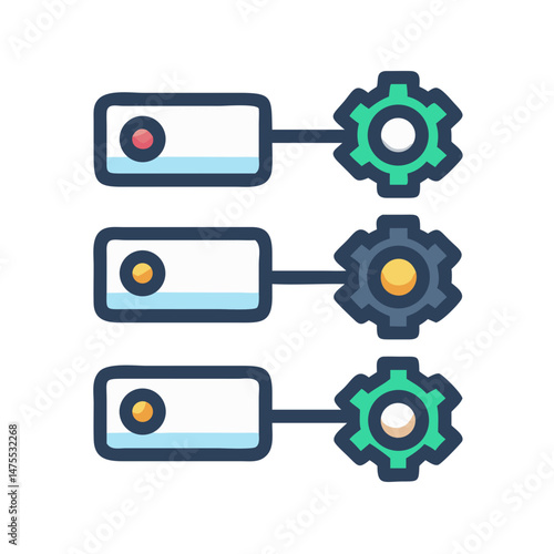 Process configuration graphic, automation and workflow concept illustration