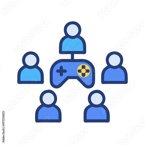 Online Multiplayer Gaming Community Illustration with Gamepad Icon