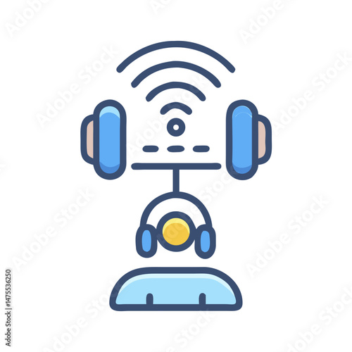 Podcast Host with Headphones and WiFi Icon Design