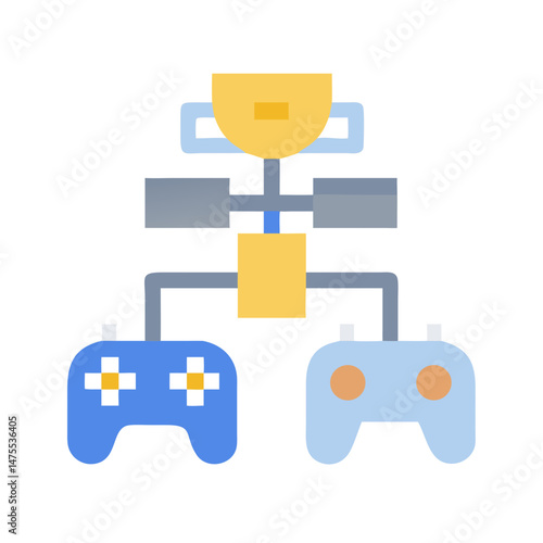 Gaming Tournament Illustration With Controllers And Trophy Icon