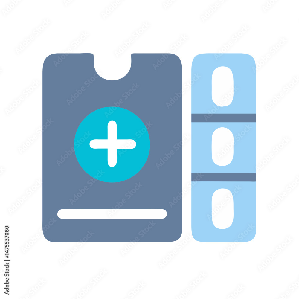Fototapeta premium Healthcare: Pill packs with a plus sign icon