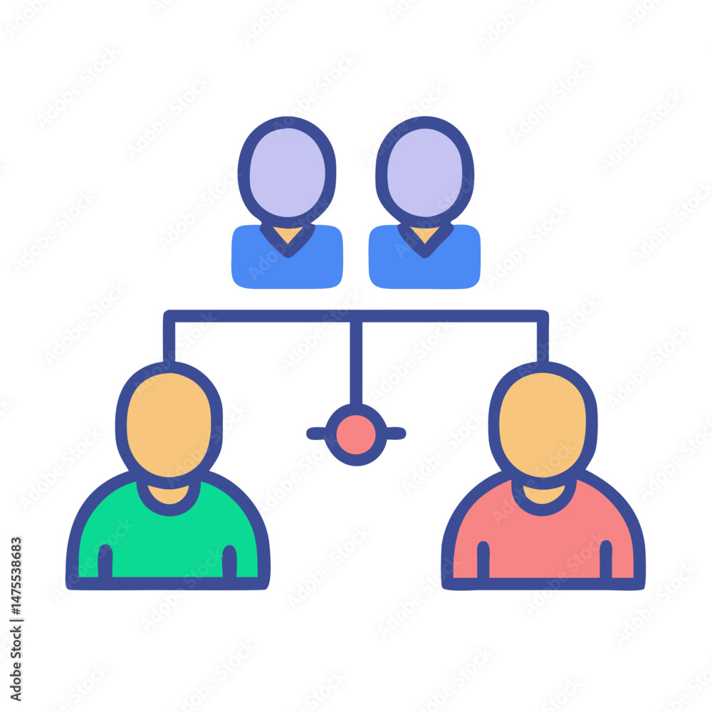 Corporate Structure Icon: Organization Chart with Two Levels Corporate Structure Icon: Organization Chart with Two Levels