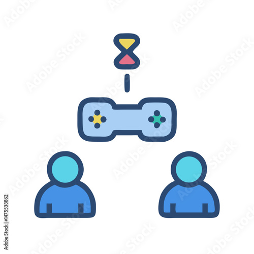 Online multiplayer gaming concept illustration on black background