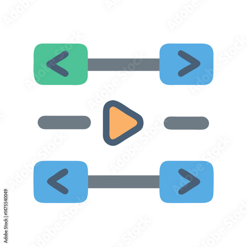 Multimedia Timeline Icon: Past, Present and Future Steps