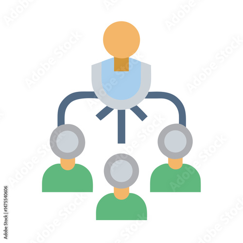 Hierarchy diagram, communication structure, team leadership, vector illustration