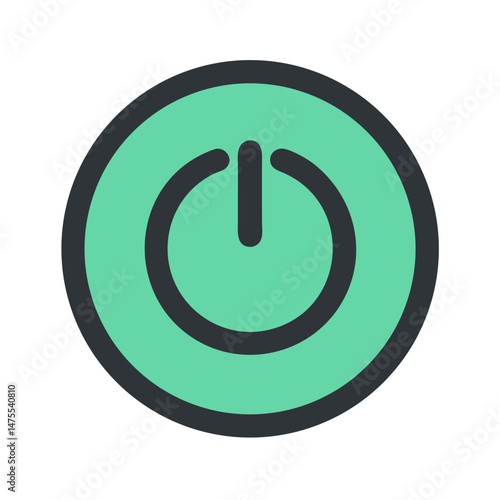 Mint Green Power Button Icon on Black Background