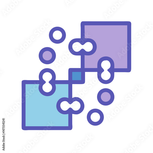 Connecting Puzzle Pieces with Circular Elements on Black Background