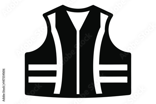 Isolated showcases a safety vest in black and white, offering clear visibility