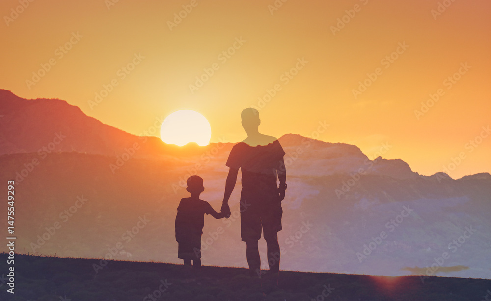 Father and Son Walking Together at Sunset
Father and Son Walking Together at Sunset