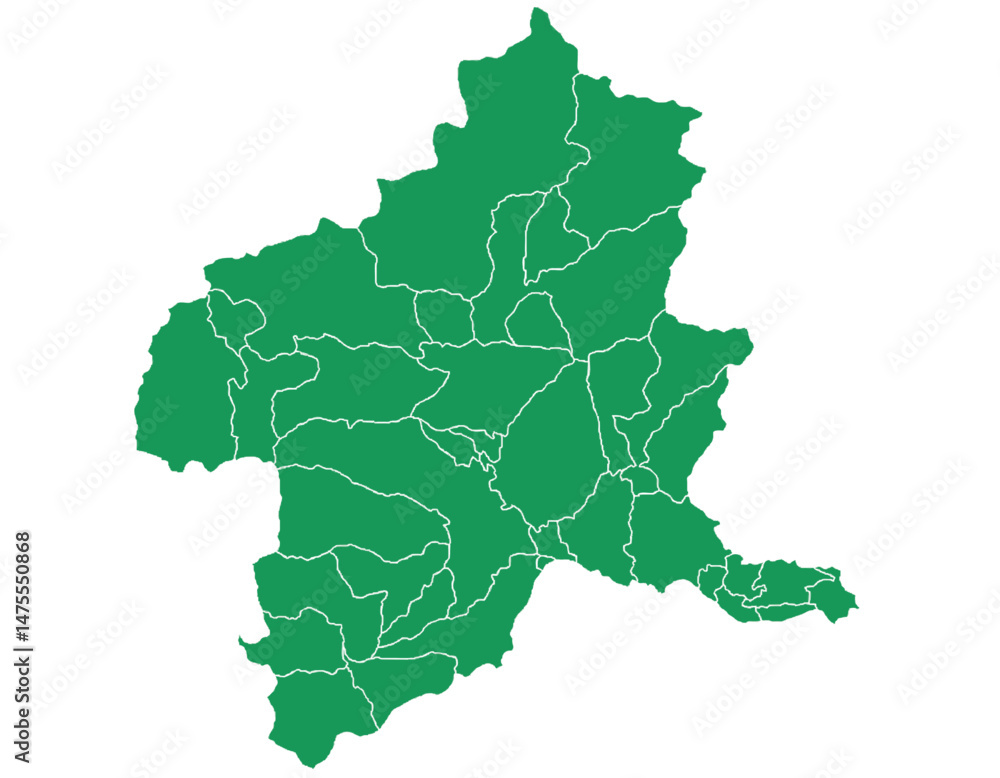 Fototapeta premium 群馬県 地図 グリーン イラスト