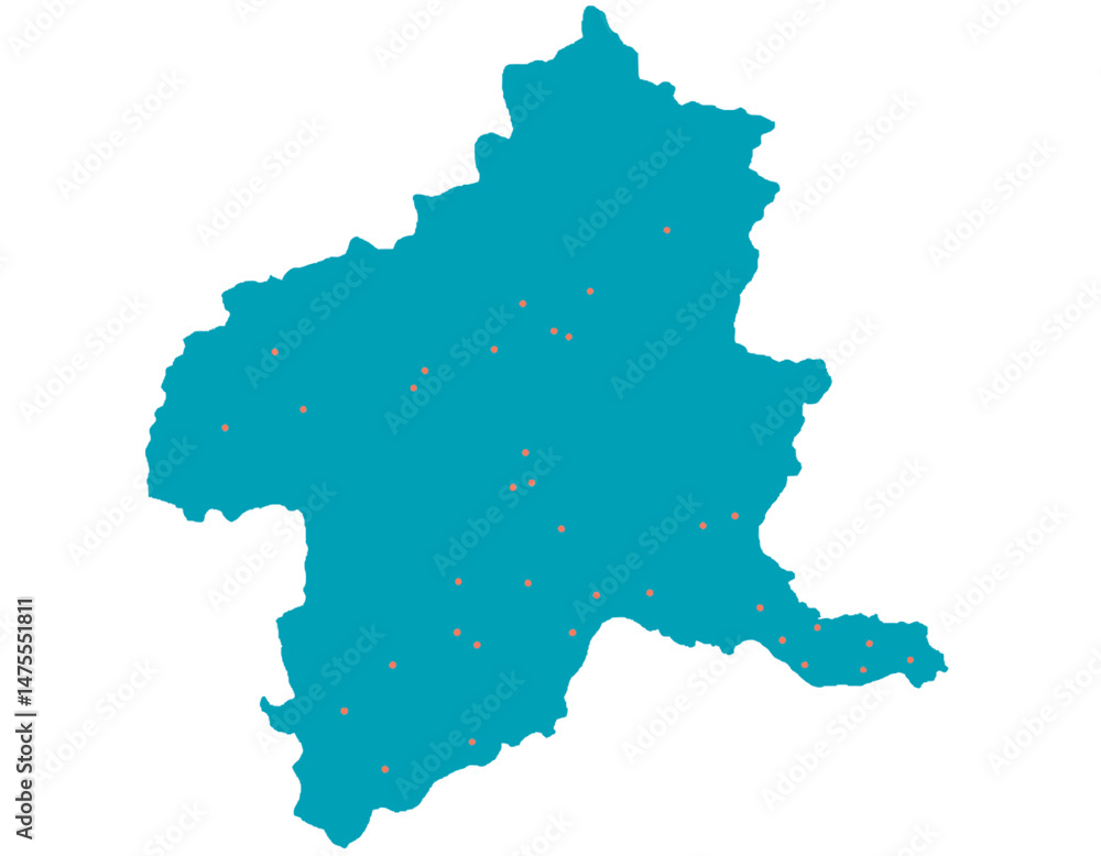 Fototapeta premium 群馬県 地図 グリーン 斑点 イラスト