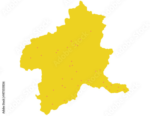 群馬県　地図　黄色　斑点　イラスト