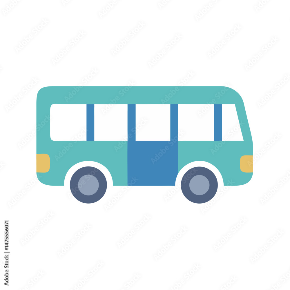 Cute Blue Van Illustration Isolated on Black Background Cute Blue Van Illustration Isolated on Black Background