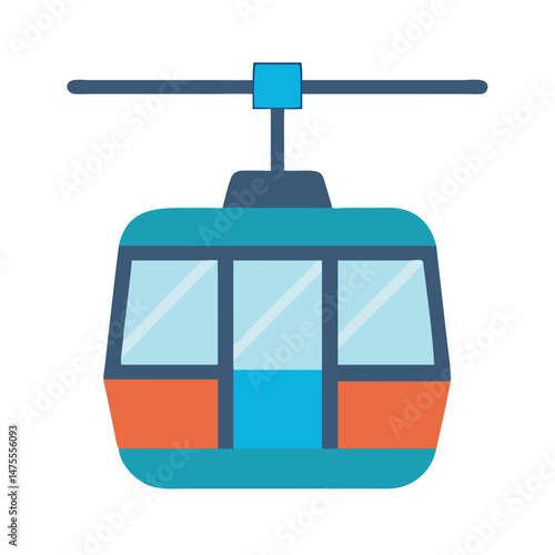 Cartoon Cable Car: Funicular Vector Illustration on Black