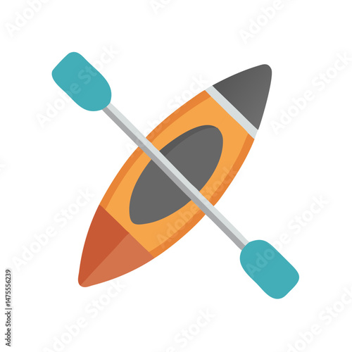 Kayaking adventure: illustration of a kayak with paddles