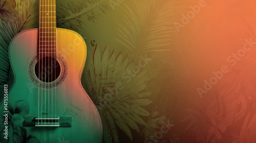 Colorful acoustic guitar artwork