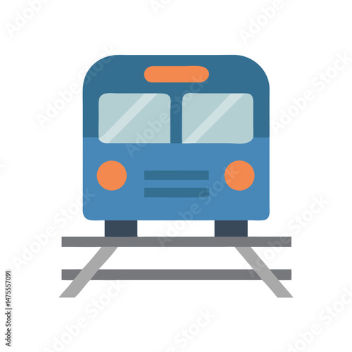 Cartoon subway train on the railway, vector illustration