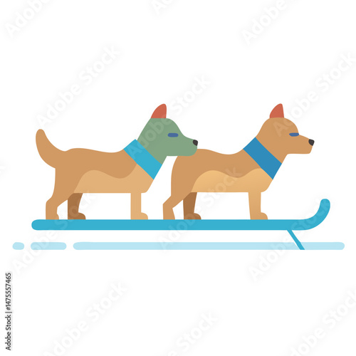 Dog Sled Team Graphic Illustration on Black Background