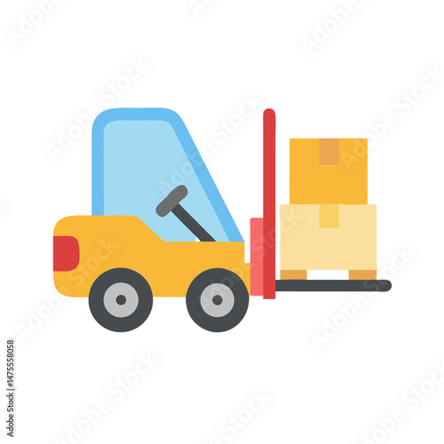 Forklift transporting boxes, delivery and warehousing theme illustration