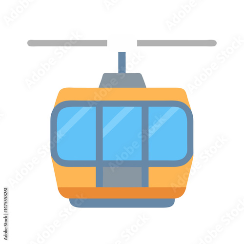 Cartoon cable car, Gondola isolated on a black background