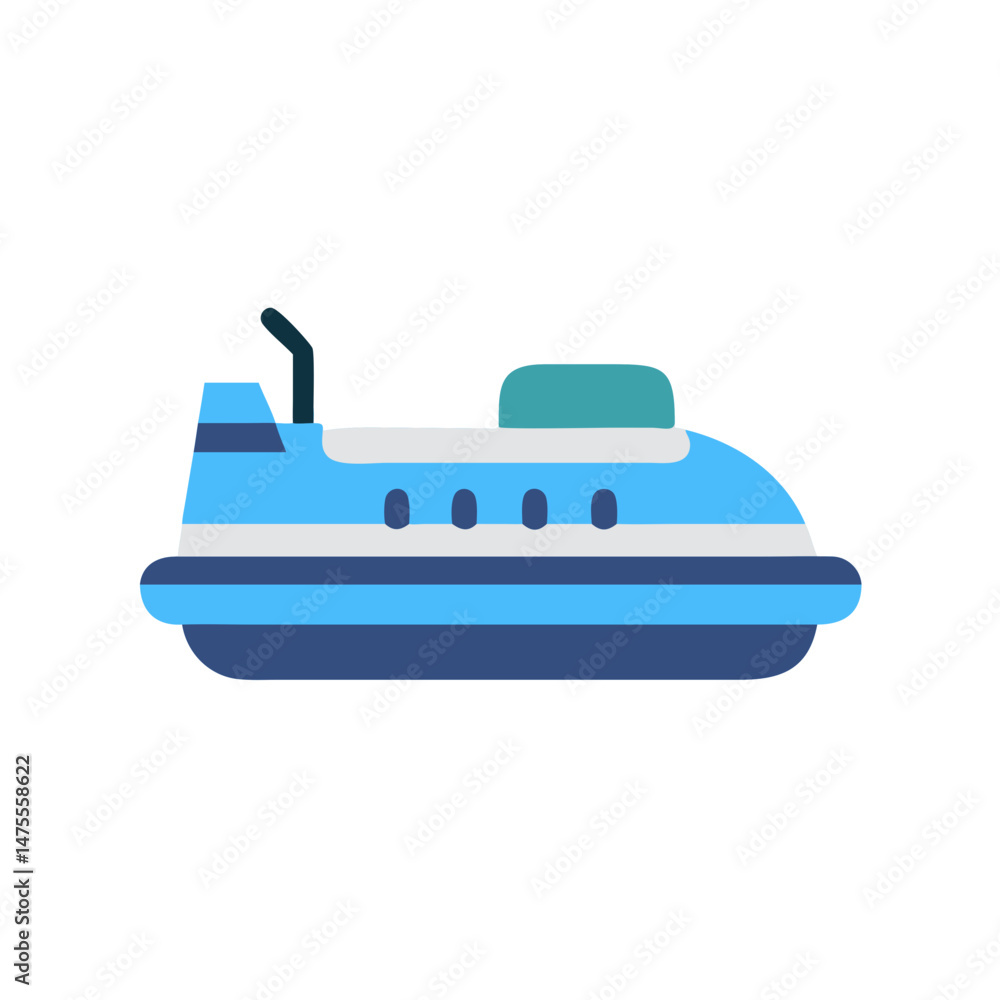 Modern Blue Boat Illustration on Black Background Modern Blue Boat Illustration on Black Background
