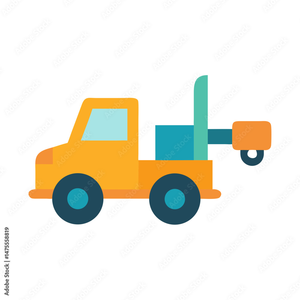 Cartoon Tow Truck Vector Illustration on Black Background Cartoon Tow Truck Vector Illustration on Black Background