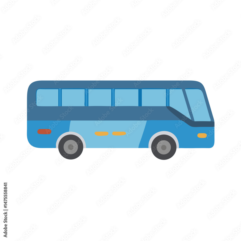 Blue bus vector illustration against a black background Blue bus vector illustration against a black background
