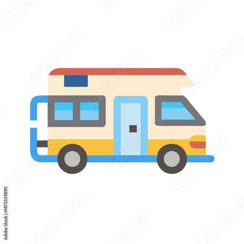 Isolated RV illustration with wheels on black background
