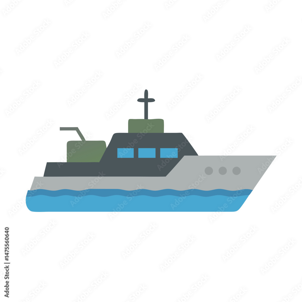Obraz premium Illustration of a modern yacht on black background