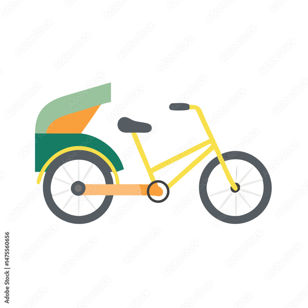 Fototapeta premium Colorful rickshaw illustration isolated on black, vector graphic