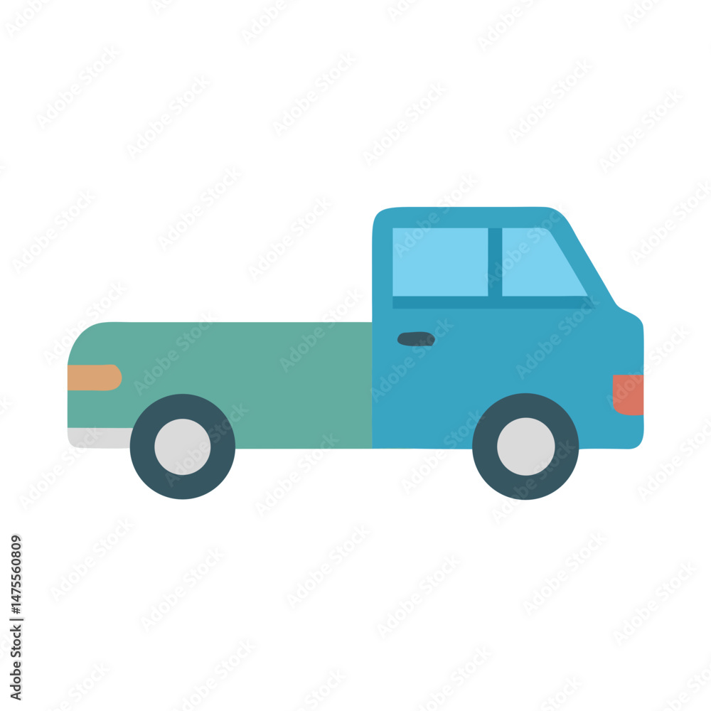 Retro-Styled Flat Design Blue and Green Pickup Truck Retro-Styled Flat Design Blue and Green Pickup Truck