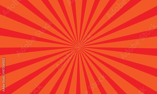 Vibrant radial sunburst background in vivid red and orange tones, perfect for energetic posters, comic-style designs, pop art visuals, or bold marketing graphics.