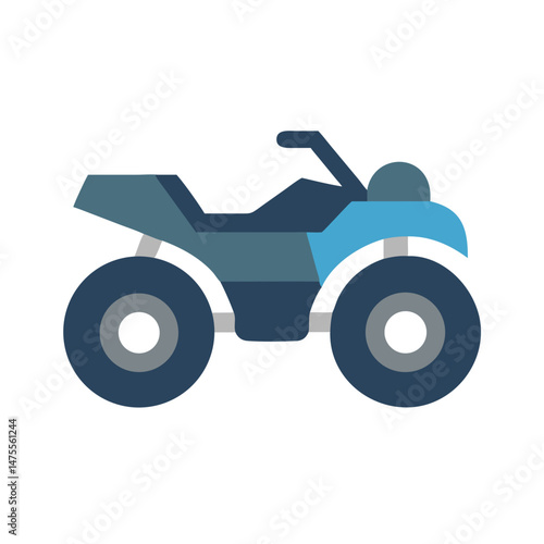 Blue ATV Illustration on Black Background - Isolated