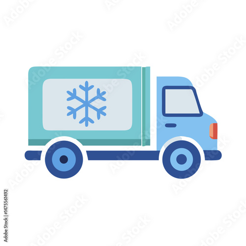 Cartoon Freezer Truck Delivery Vehicle Icon Design