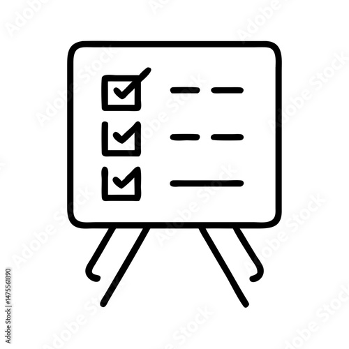 Checklist on easel in minimalistic black and white style  