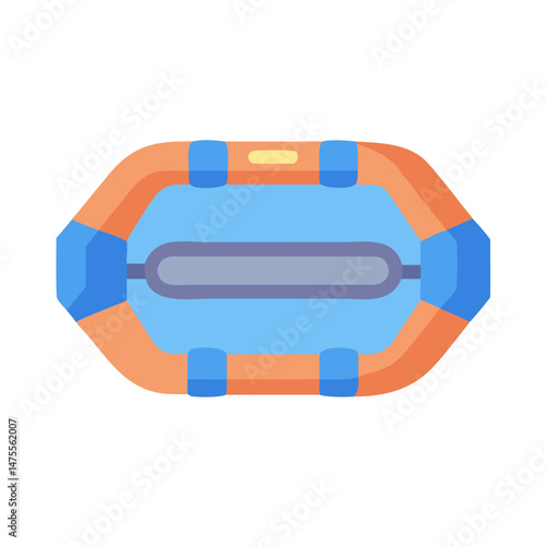 Inflatable river raft vector illustration on black background