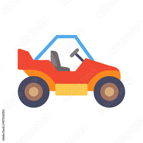 Red Buggy Illustration on Black Background, Isolated Design