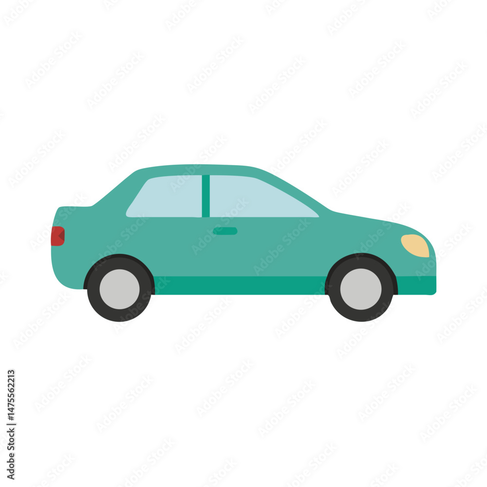 Teal Car Illustration on a Black Background Teal Car Illustration on a Black Background